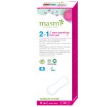 Masmi Podpaski 2w1 – wkładka o powiększonej pojemności lub podpaska dla kobiet z lekkim nietrzymaniem moczu, 100% bawełny organicznej 24 szt.